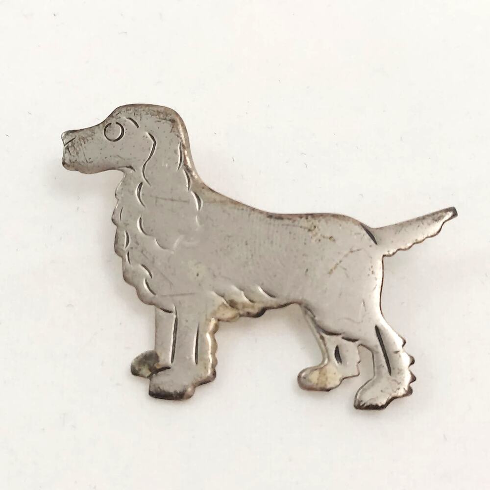 Vintage BEAU STERLING Spaniel Dog Brooch ~ Silver 1.5" Puppy Pin Estate